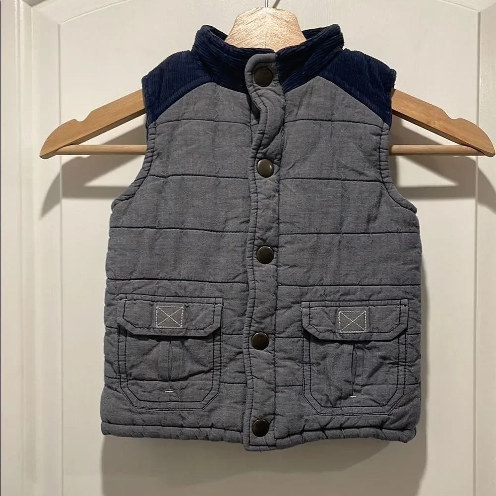 Oshkosh blue Quilted Vest with Navy Accents size 3T